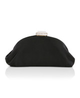 Black | Leia Satin Pouch Clutch Front