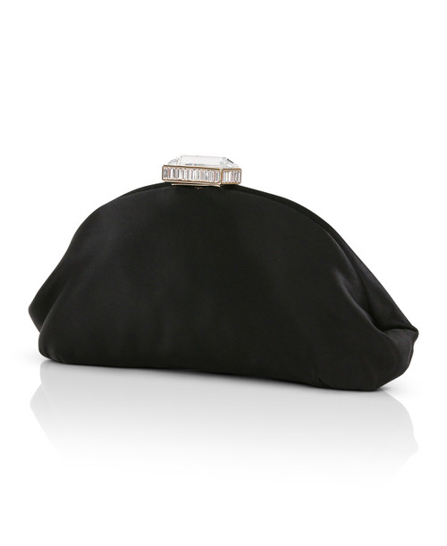 Black | Leia Satin Pouch Clutch Side