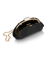 Black | Leia Satin Pouch Clutch Open