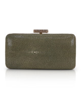 Olivine | Evelyn Stingray Leather Clutch Front