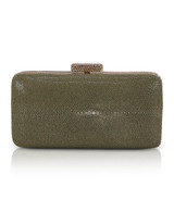Olivine | Evelyn Stingray Leather Clutch Back