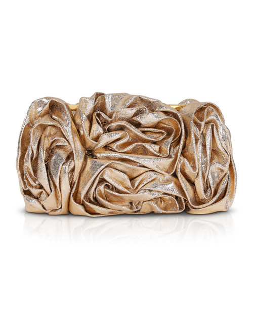 Gold | Jett Metallic Pouch Clutch Front