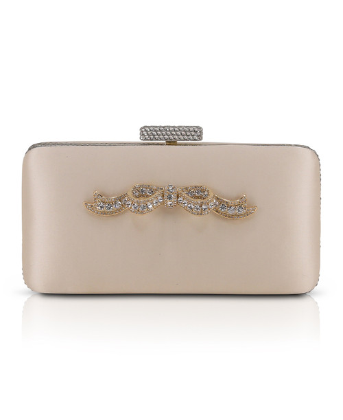 Ivory | Lexi Crystal Bow Clutch Front