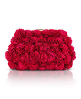 Magenta | Lulu Rosette Pouch Clutch Front