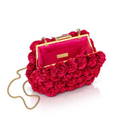 Magenta | Lulu Rosette Pouch Clutch Open