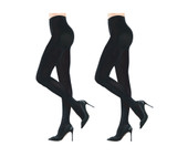 Black | Luxury Opaque Tights with Fleece Lining, 2 Piece Set
