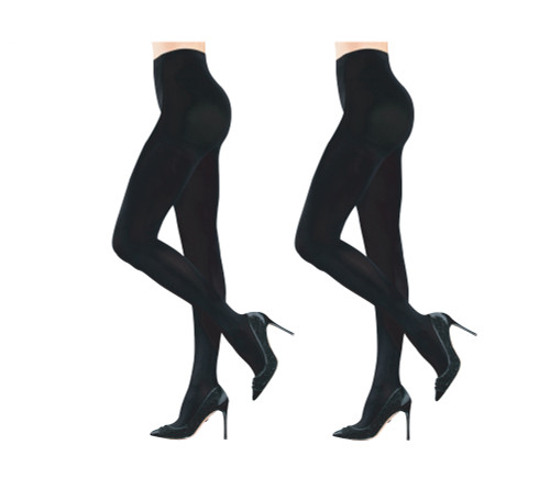 Black | Luxury Opaque Tights with Fleece Lining, 2 Piece Set