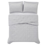 Grey | Tufted Matte Satin Full/Queen 3 Piece Quilt Set