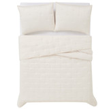 Ivory | Tufted Matte Satin King 3 Piece Quilt Set