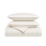 Ivory | Tufted Matte Satin Full/Queen 3 Piece Quilt Set