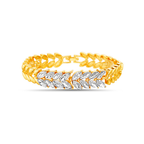 Gold | Crystal Stone Leaf Bracelet