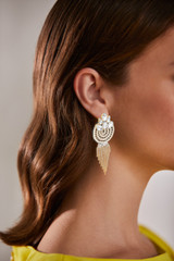 Stone Encrusted Braided Rope Earrings Detail