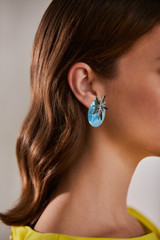 Sea Blue Sequin Starburst Earrings Model