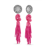 Pink | Seed Bead Earrings with Knotted Tassel
