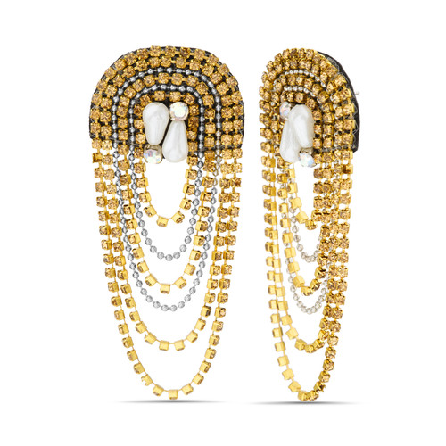 Gold | Golden Layered Ball Chain Waterfall Earrings