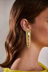 Gold | Golden Layered Ball Chain Waterfall Earrings