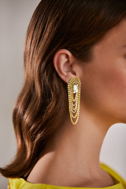 Gold | Golden Layered Ball Chain Waterfall Earrings