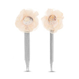 Shell Fabric Flower Waterfall Earrings Front