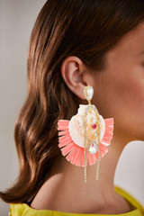 Artisan Petal and Shell Earrings with Crystal Fringe Model
