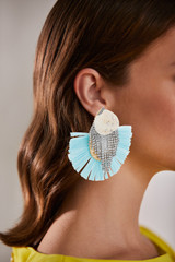 Raffia and Crystal Earrings with Shell Model