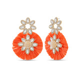 Crystal-Embellished Raffia Earrings Front