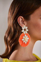 Crystal-Embellished Raffia Earrings Model