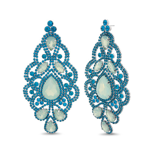 Wowza Long Blue Chandelier Earrings Front