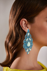 Wowza Long Blue Chandelier Earrings Model