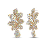 Gold | Gold Floral Drop Earrings with AB Crystal Embellishment