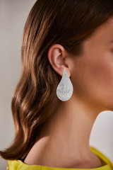 Silver | Glamorous Teardrop Earrings with Sparkling Clear Rhinestones Model