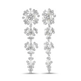 Silver | Elegant Floral Drop Earrings with Pearls and Gemstones