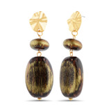 Gold | Gold Drop Earrings with Earthy Beads