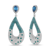 Silver | Blue and White Pave Teardrop Earrings