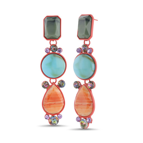 Multi | Colorful Drop Earrings with Multi-Shaped Stones