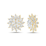 Gold | Floral Marquise-Cut Clear Stone Stud Earrings