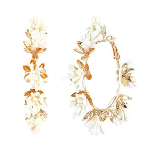 Gold | Floral Hoop Earrings