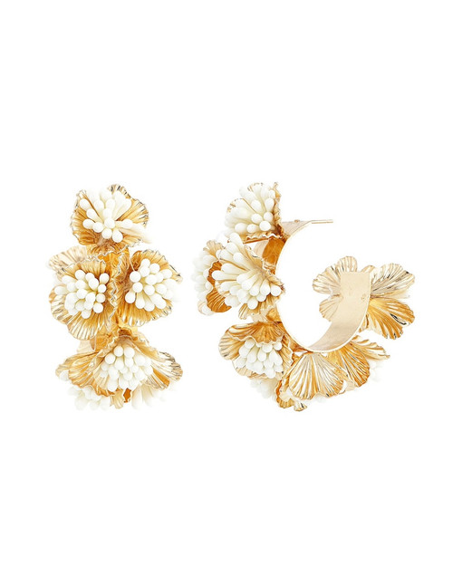 Gold | Floral C-Hoop Earrings