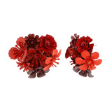 Red | Red Floral Cluster Stud Earrings