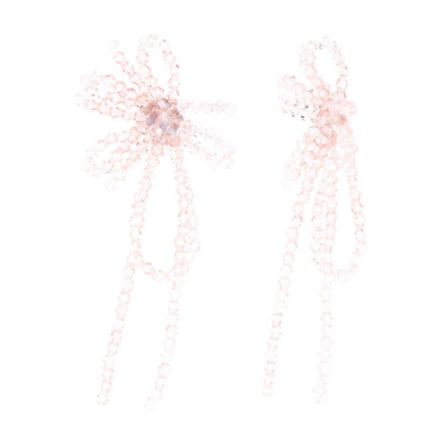 Pink | Pink Crystal Stone Bow Earrings