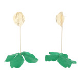 Green | Floral Dangle Drop Earrings