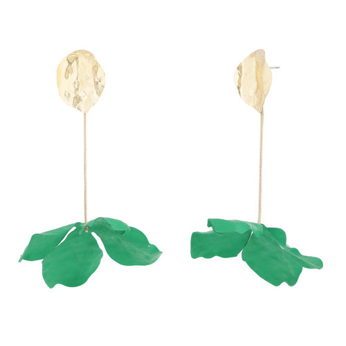 Green | Floral Dangle Drop Earrings