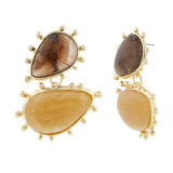 Gold | Pear Stone Drop Earrings