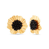 Gold | Black Beaded Center Flower Stud Earring