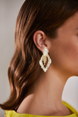 Gold | Crystal Cluster Statement Earrings Model