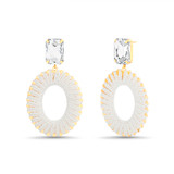 White Statement Hoop Drop Earrings Front