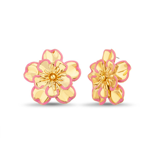 Oversized Metal Flower Stud Earrings Front