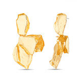 Gold Crumpled Metal Earrings Front