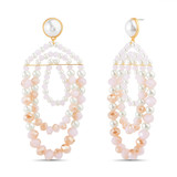 Pink Glass Beaded Statement Earrings Front