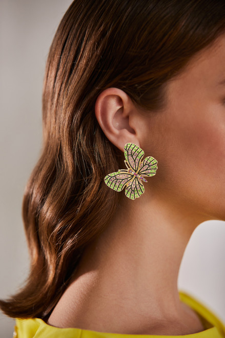 Green | Rhinestone Crystal Butterfly Earrings Form