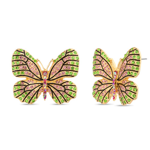 Green | Rhinestone Crystal Butterfly Earrings Front